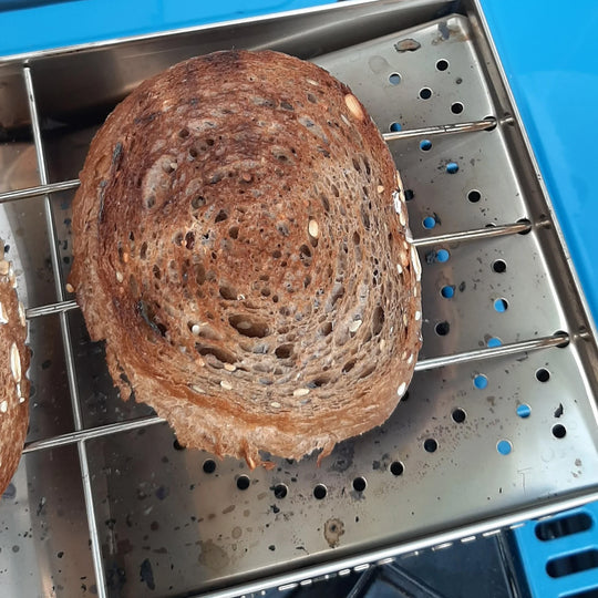 CAMP-A-TOASTER® Edelstahl • Einzelteil • Bester 2-Scheiben-Camping-Toaster für Gaskocher
