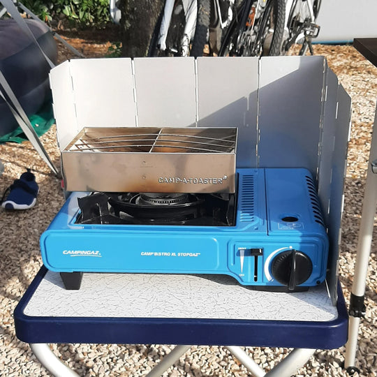 CAMP-A-TOASTER® Edelstahl • Einzelteil • Bester 2-Scheiben-Camping-Toaster für Gaskocher