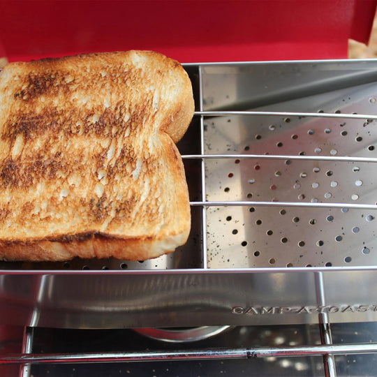 CAMP-A-TOASTER® Edelstahl • Einzelteil • Bester 2-Scheiben-Camping-Toaster für Gaskocher