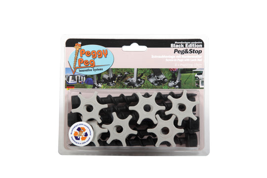 Schraubhering Peg&Stop Small (P&S S) 16cm schwarz • 6er-Pack (PP01BK) • für alle Ankerplatten