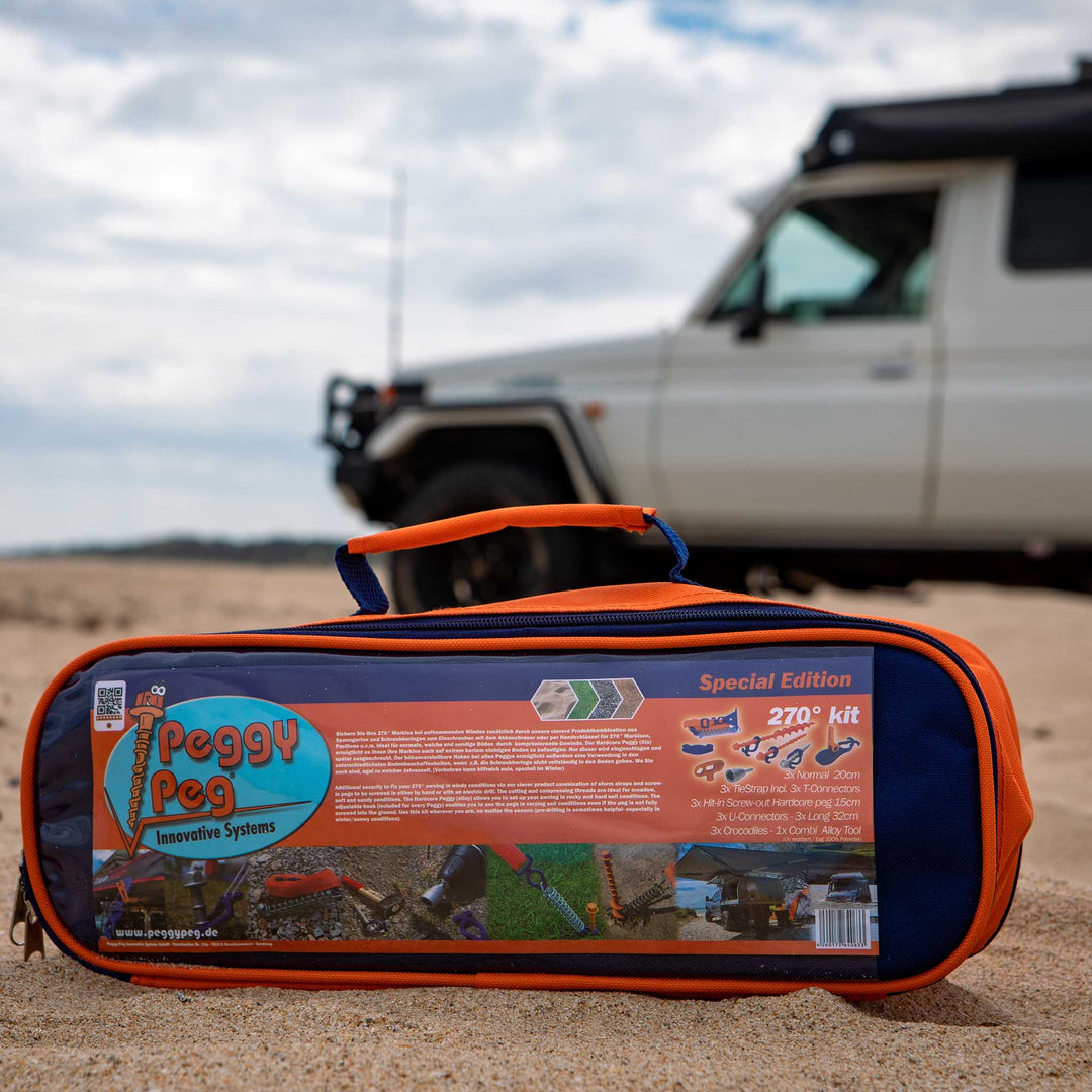 270° & TieDown kit • Set incl. bag • For (4x4/off-road) cars with 270° awnings & for additional tie down