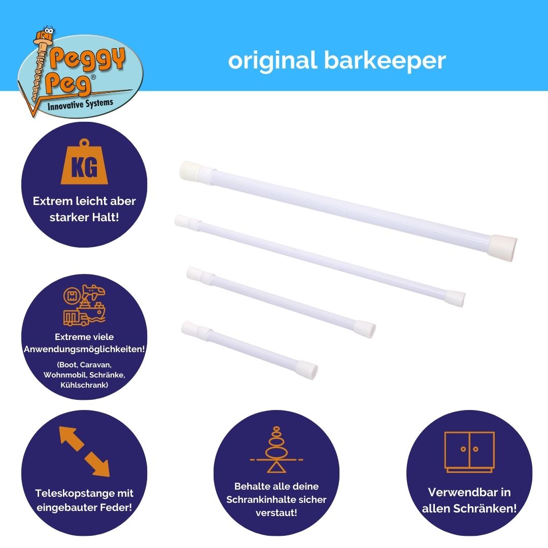 barkeeper® Aluminium Small (S) 19-27cm white • Pack of 2 • Tension rod