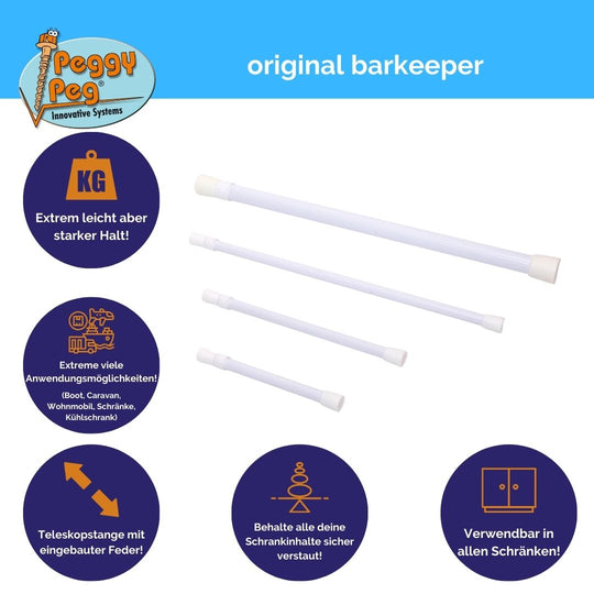 barkeeper® Aluminium Long (L) 41-71cm silver • Pack of 2 • Tension rod