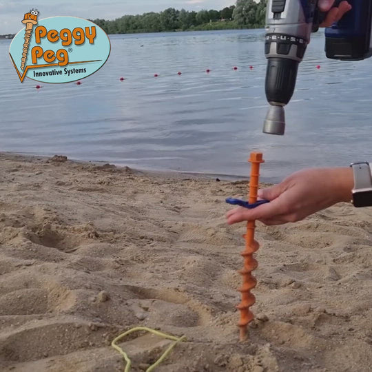 Screw-in Peg Long (L) 31cm • Pack of 2 (PP12) • Heavy Duty Large Plastic Sand Pegs for Sandy / Gravel Subsoil
