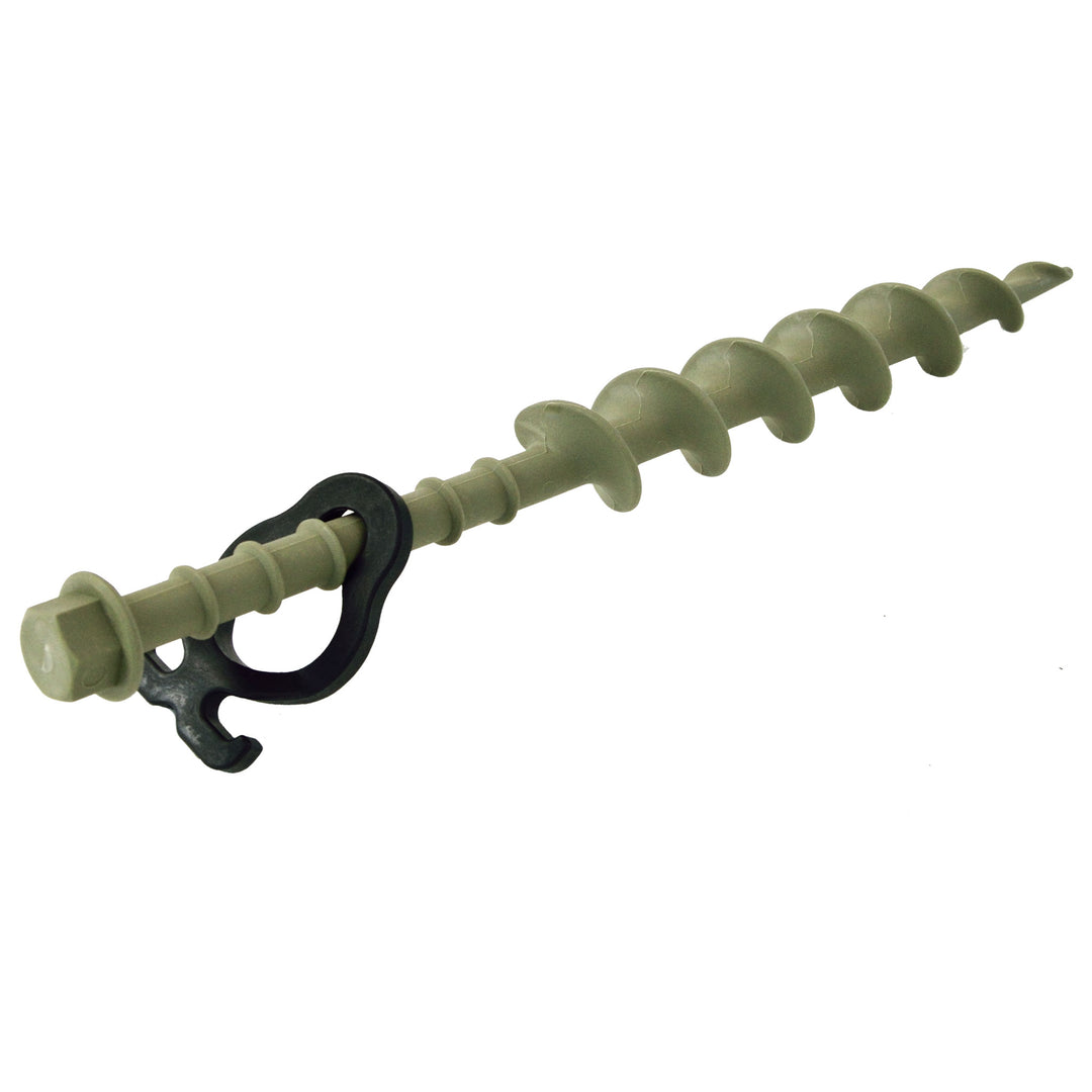 Screw-in Peg Long (L) 31cm olive • Pack of 2 (OP12) • Heavy Duty Large Plastic Pegs for Sandy / Gravel Subsoil