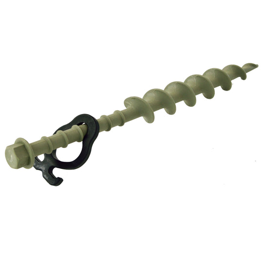 Screw-in Peg Long (L) 31cm olive • Pack of 2 (OP12) • Heavy Duty Large Plastic Pegs for Sandy / Gravel Subsoil