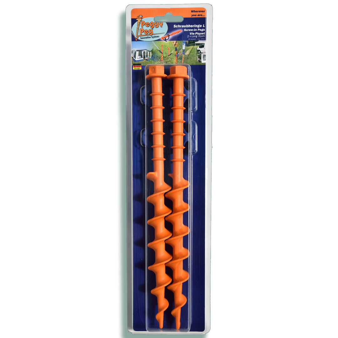 Schraubhering Long (L) 31cm • 2er-Pack (PP12) • Hochbelastbare große Schraubheringe für sandigen Untergrund