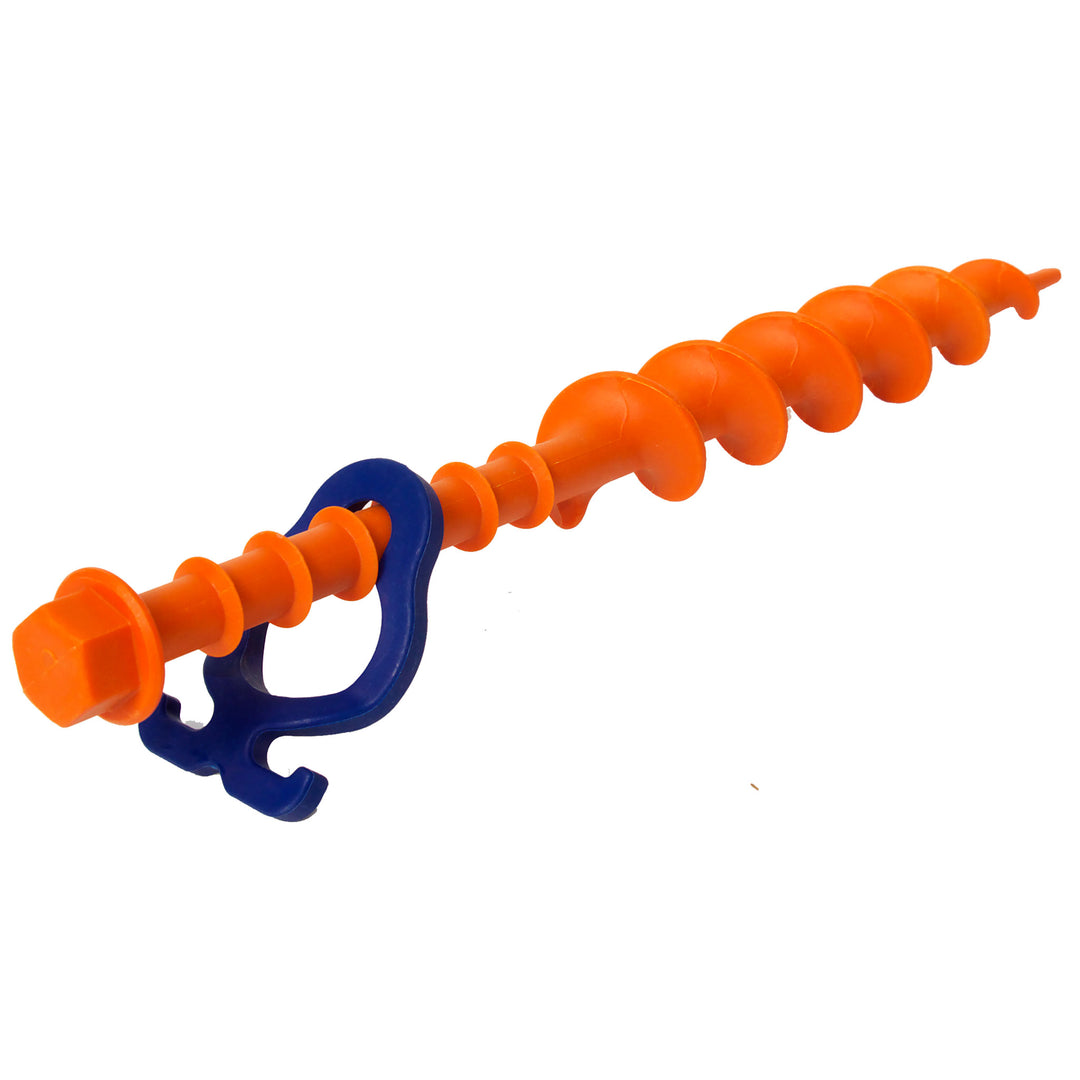 Screw-in Peg Long (L) 31cm • Pack of 2 (PP12) • Heavy Duty Large Plastic Sand Pegs for Sandy / Gravel Subsoil