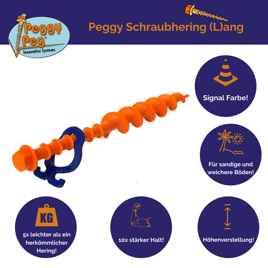 Schraubhering Long (L) 31cm • 2er-Pack (PP12) • Hochbelastbare große Schraubheringe für sandigen Untergrund