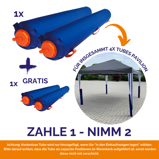 Tube Pavillon / Flexibler Ballasttank • 2er-Pack (PP26) • Auch auf Asphalt sicherer Halt für Ihren Pavillion (Zelt) - Für Markisen bitte Artikel-Nr. PP22 bestellen