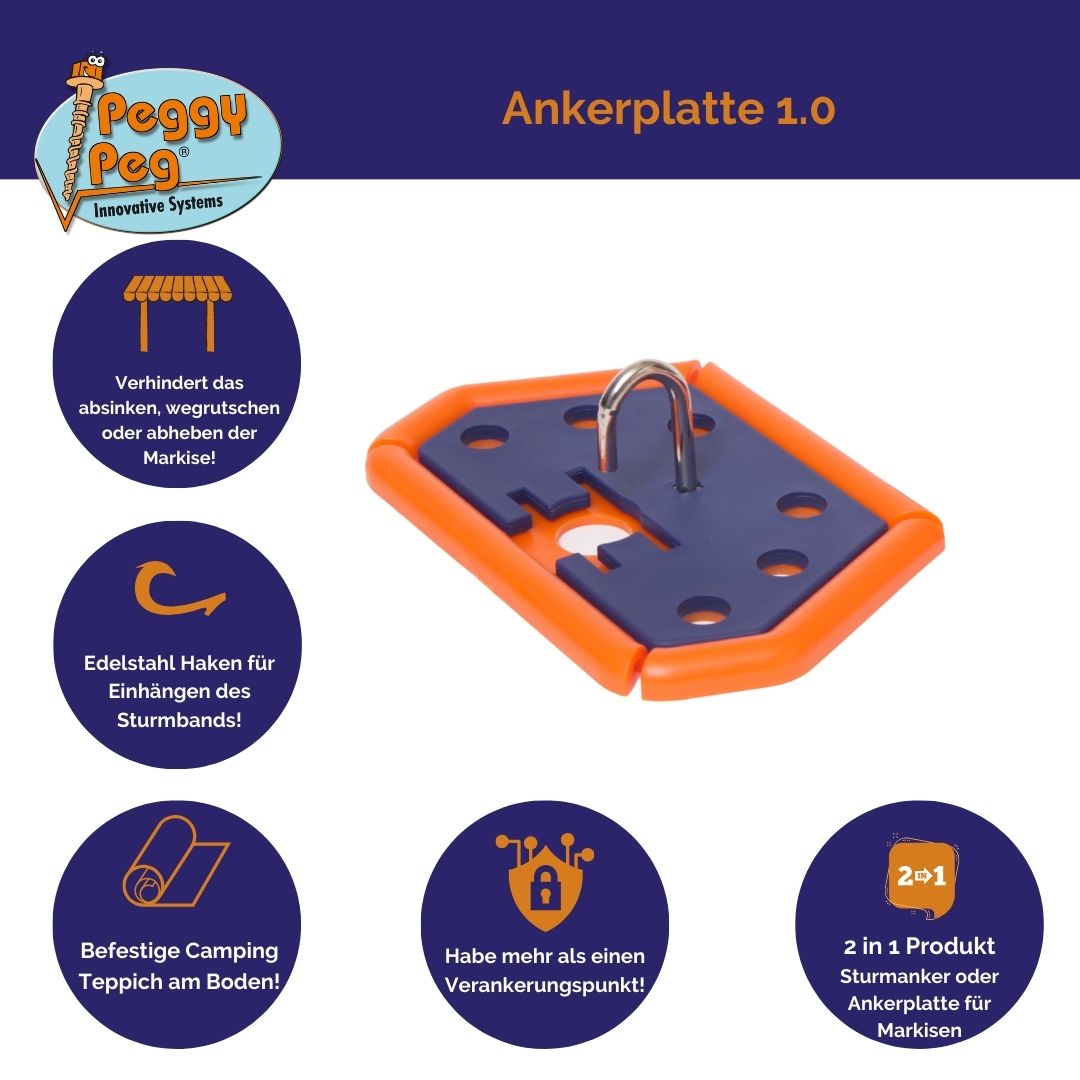 ankerplatten für markisen Anker Platte 1.0 • 2er-Pack (PP11) • Markisen / Flugzeug-Ankerplatte – Peggy Peg Shop