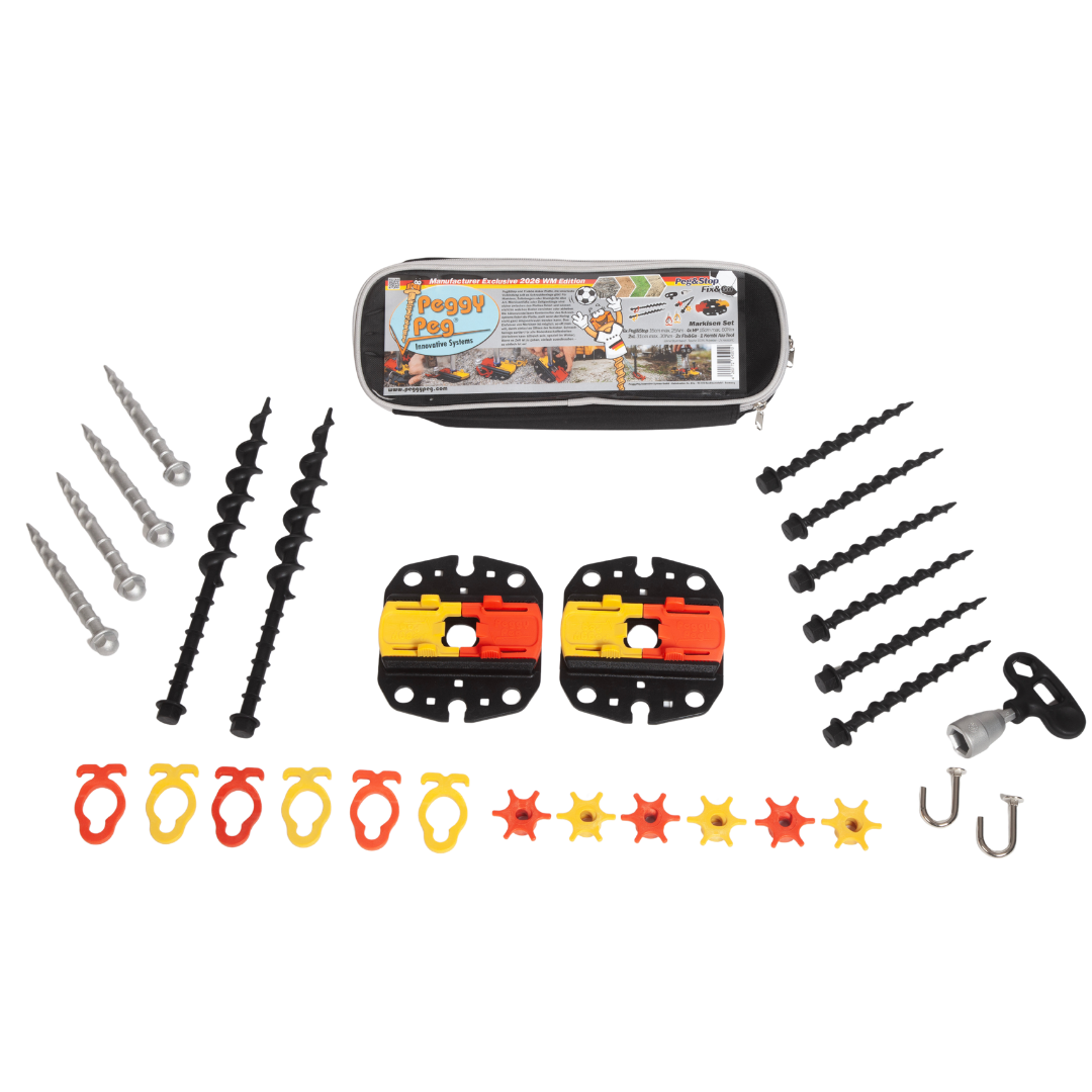 Fix&Go Peg&Stop Markisen Set schwarz rot gelb • limitierte WM Edition • Set inkl. Tasche (PP99BK-CWC)