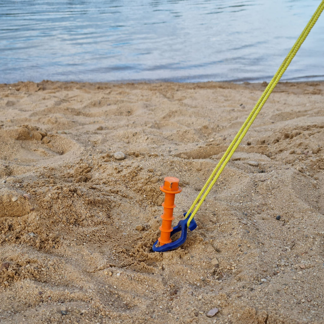 Screw-in Peg Long (L) 31cm • Pack of 2 (PP12) • Heavy Duty Large Plastic Sand Pegs for Sandy / Gravel Subsoil