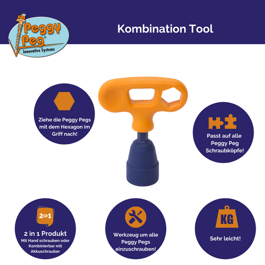 Kombi Tool • 2-teilig  (PP06) • Schraubwerkzeug für alle Peggy Peg Schraubheringe