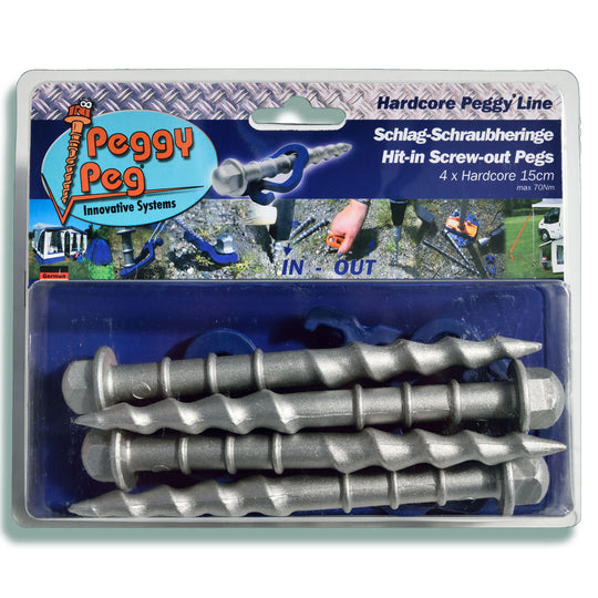 Schlagschraubhering Hardcore Peggy (HC) 15cm • 4er-Pack (HP61) • für steinigen / felsigen Boden