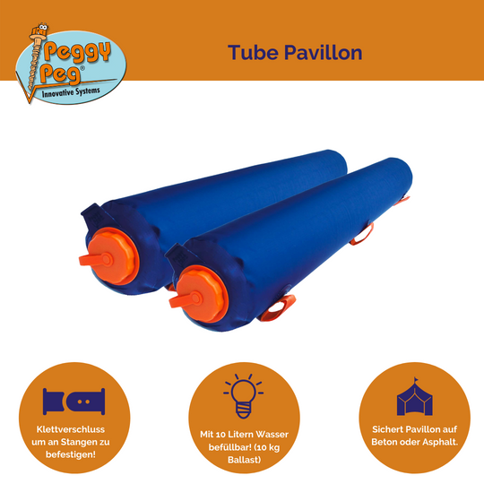 Tube Pavillon / Flexibler Ballasttank • 2er-Pack (PP26) • Auch auf Asphalt sicherer Halt für Ihren Pavillion (Zelt) - Für Markisen bitte Artikel-Nr. PP22 bestellen