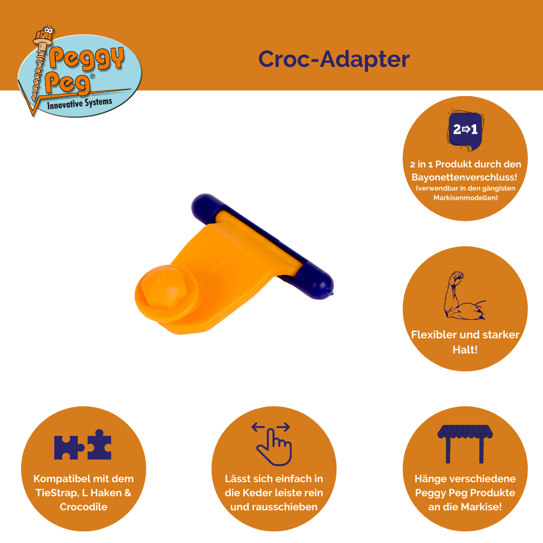 Croc-Adapter • 4er-Pack (PP17) • 5mm & 8mm Kederschienen Adapter für Crocodiles & TieStrap