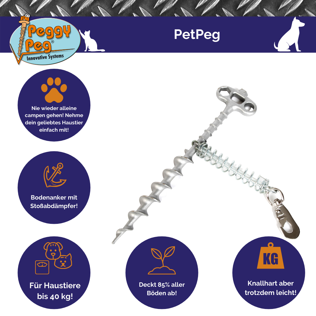 PetPeg • Single item (HP62) • Ground anchor with shock absorber for your beloved Pet!